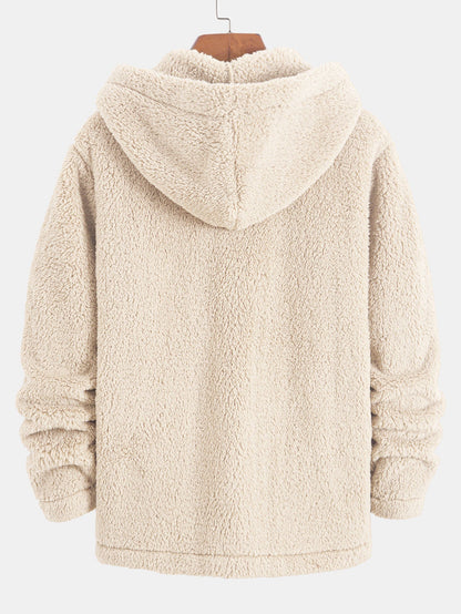 Cozy Teddy Fleece Hooded Button-Up Coat