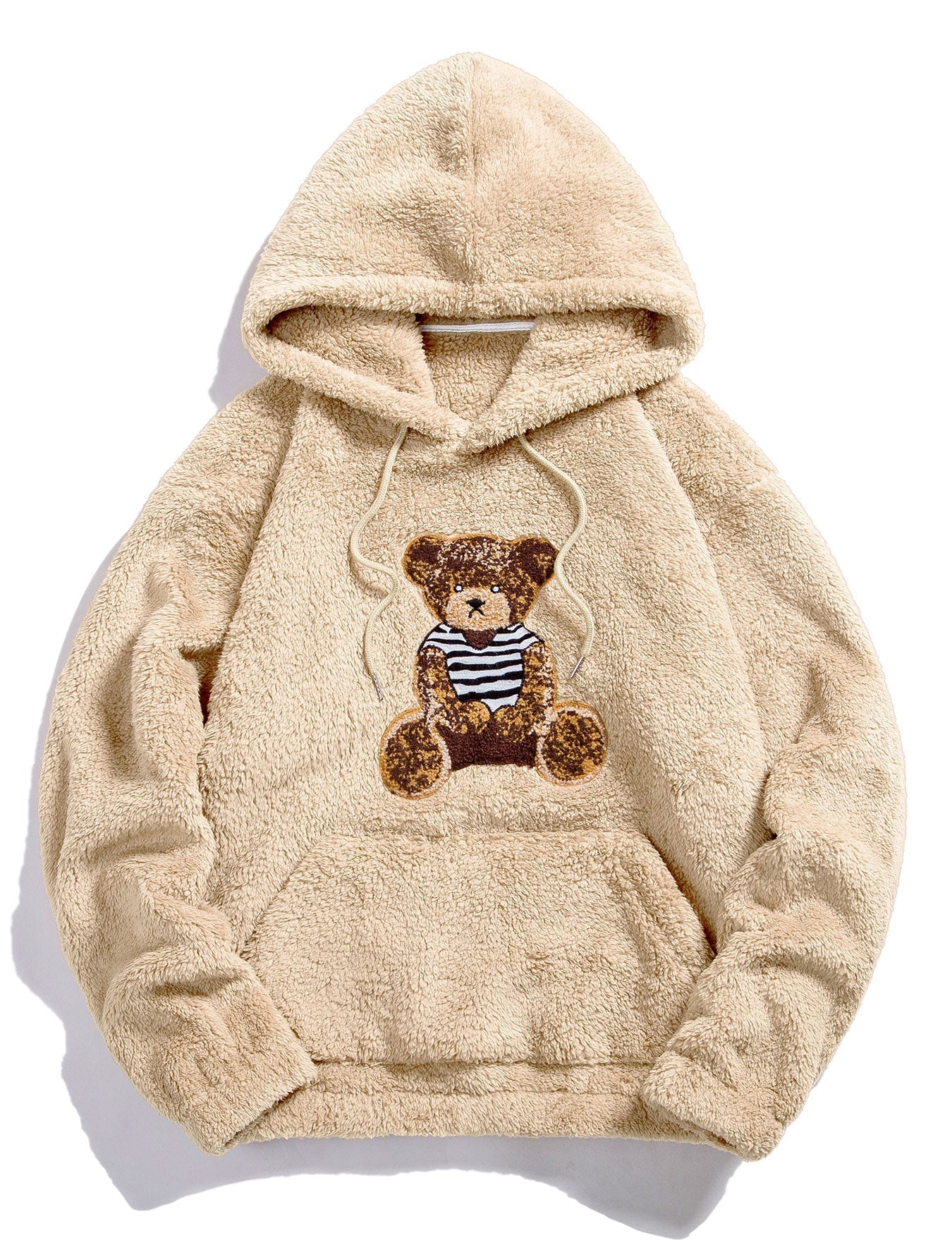 Teddy Hoodie with Bear Embroidery Patch