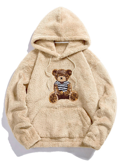 Teddy Hoodie with Bear Embroidery Patch