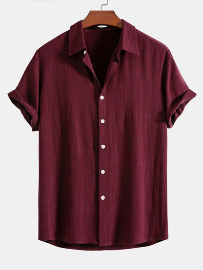 Linen-Rayon Blend Button-Up Shirt with Straight-Leg Linen Trousers