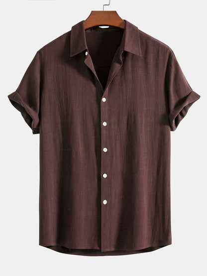 Linen-Rayon Blend Button-Up Shirt with Straight-Leg Linen Trousers