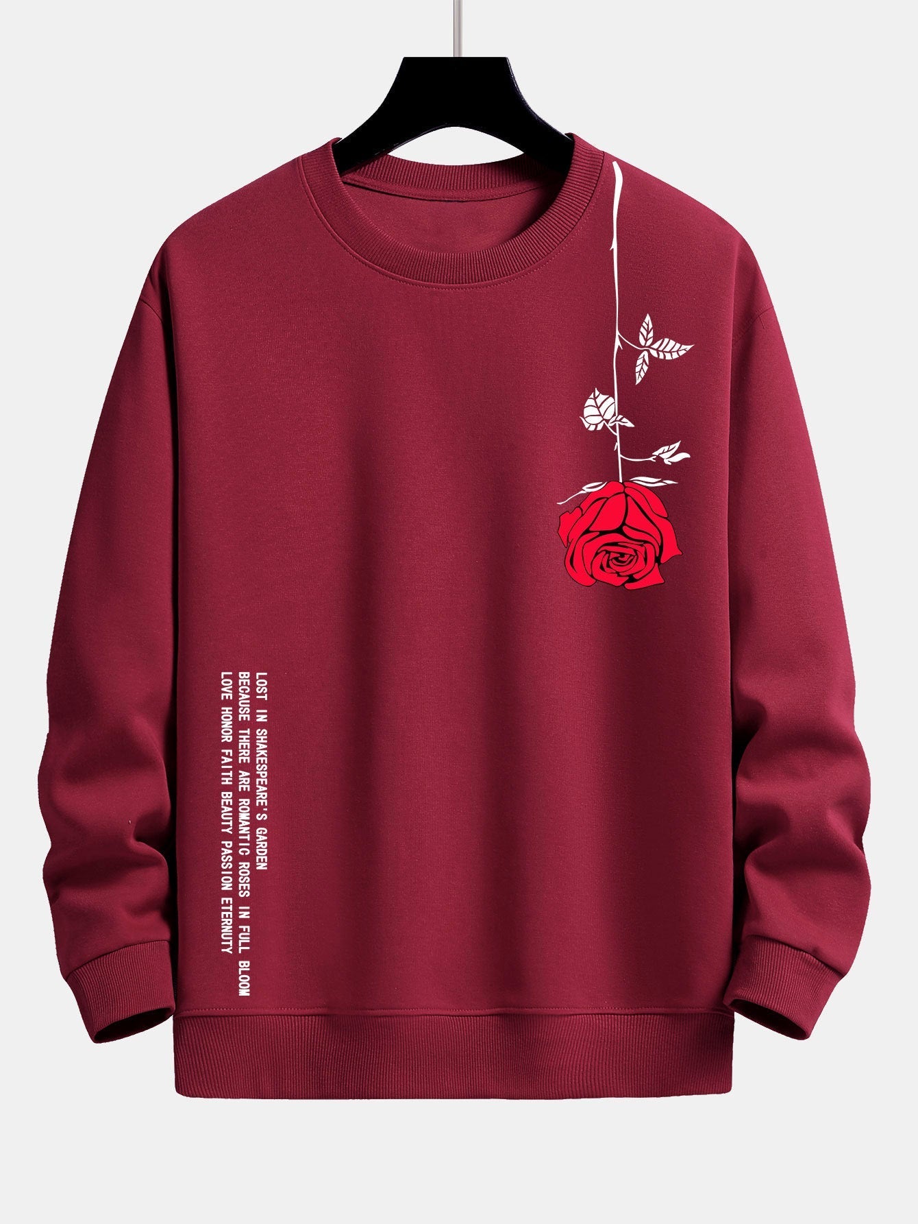 Relaxed Fit Sweatshirt with Slogan and Rose Print