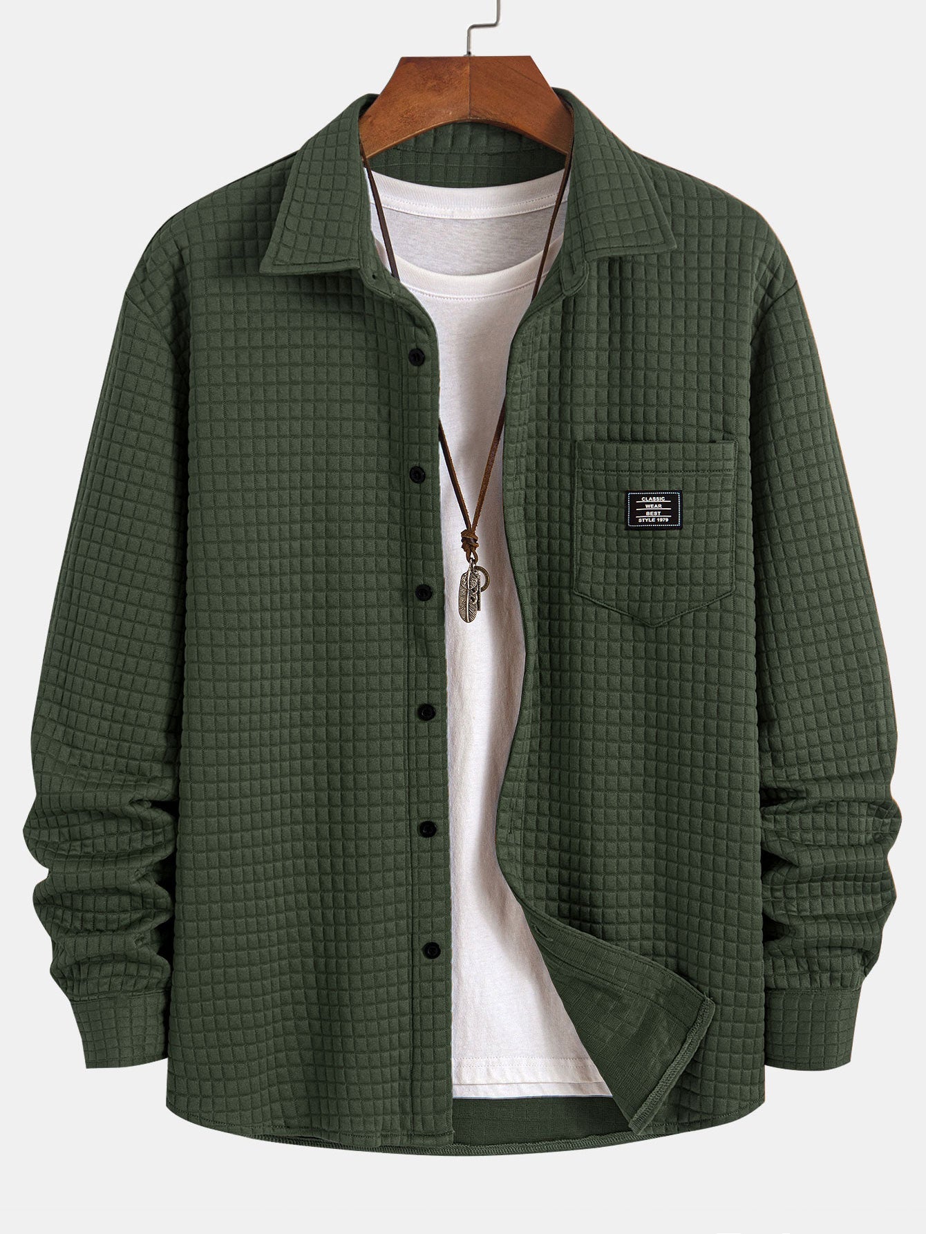 Waffle Knit Button-Up Shirt