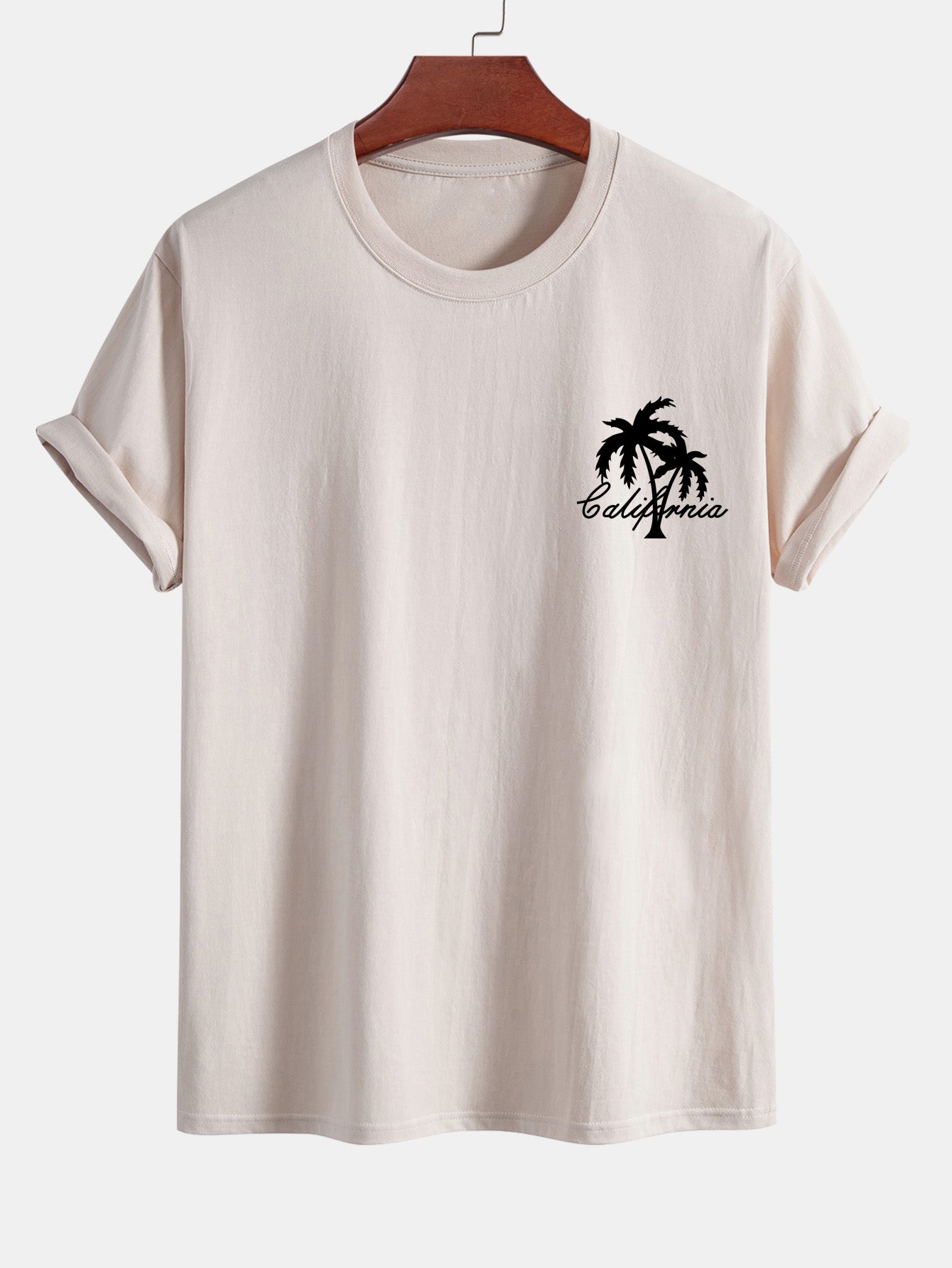 California Palm Tree Graphic Cotton Tee & Swim Shorts Set