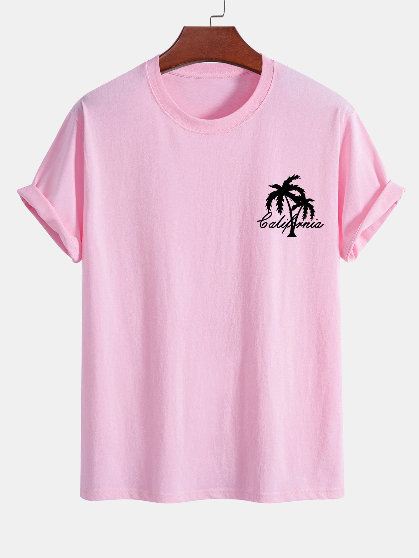 California Palm Tree Graphic Cotton Tee & Swim Shorts Set