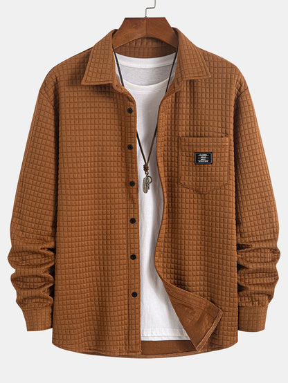Waffle Knit Button-Up Shirt