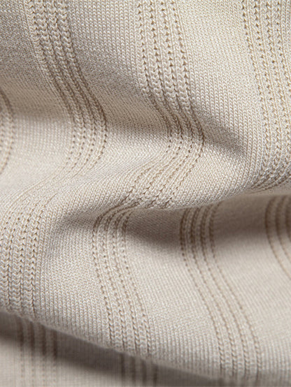 Striped Knit Polo Tee