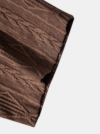 Geometric Jacquard Cuban Shirt with Straight-Leg Linen Trousers