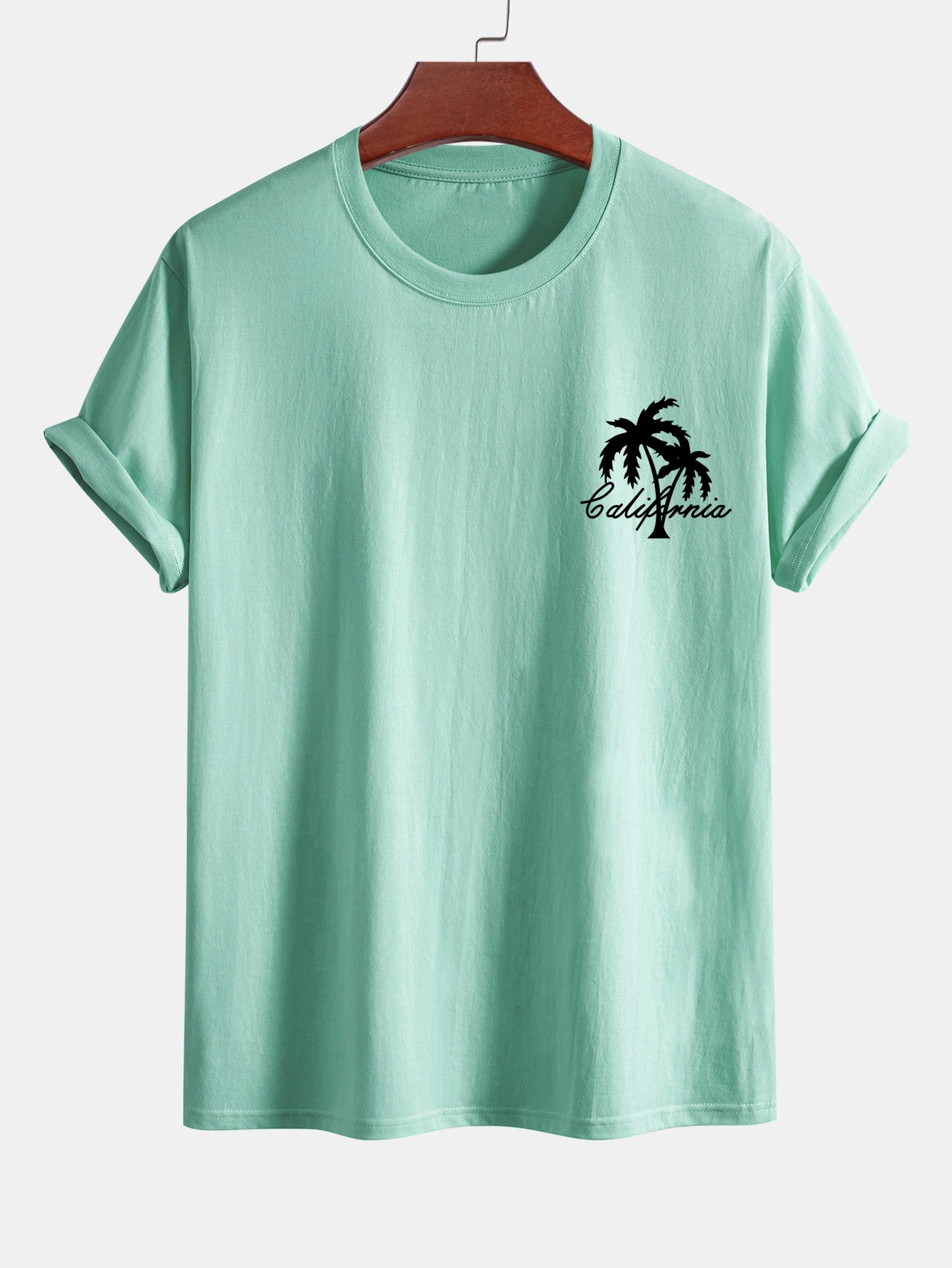 California Palm Tree Graphic Cotton Tee & Swim Shorts Set