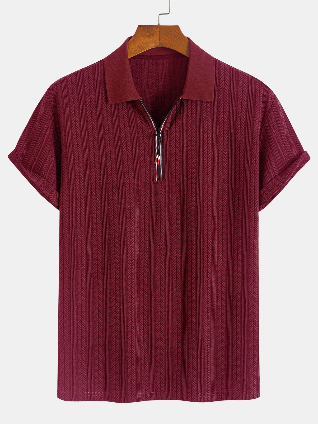 Textured Zip-Up Polo