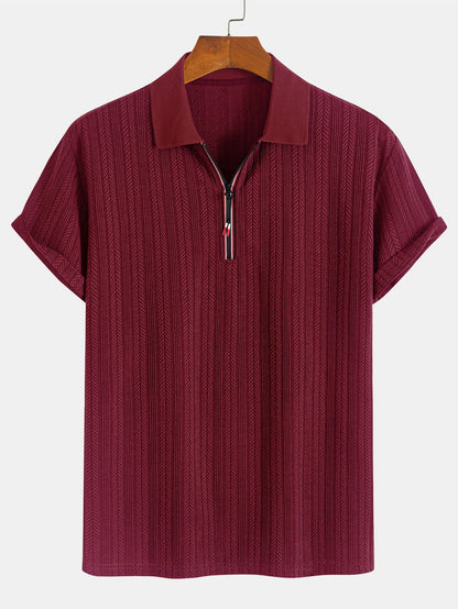 Textured Zip-Up Polo