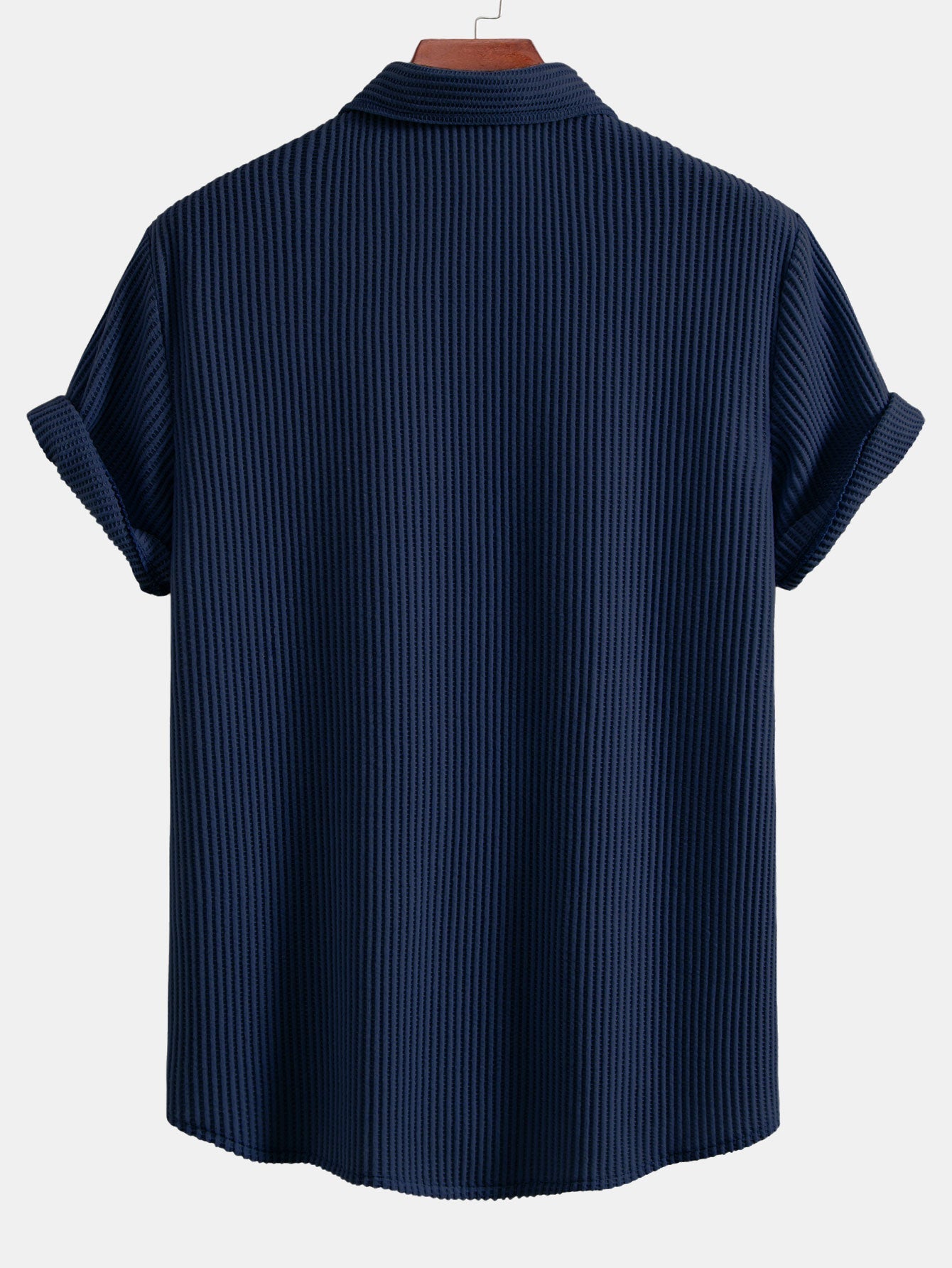 Waffle Knit Button-Up Shirt & Drawstring Waffle Shorts Set