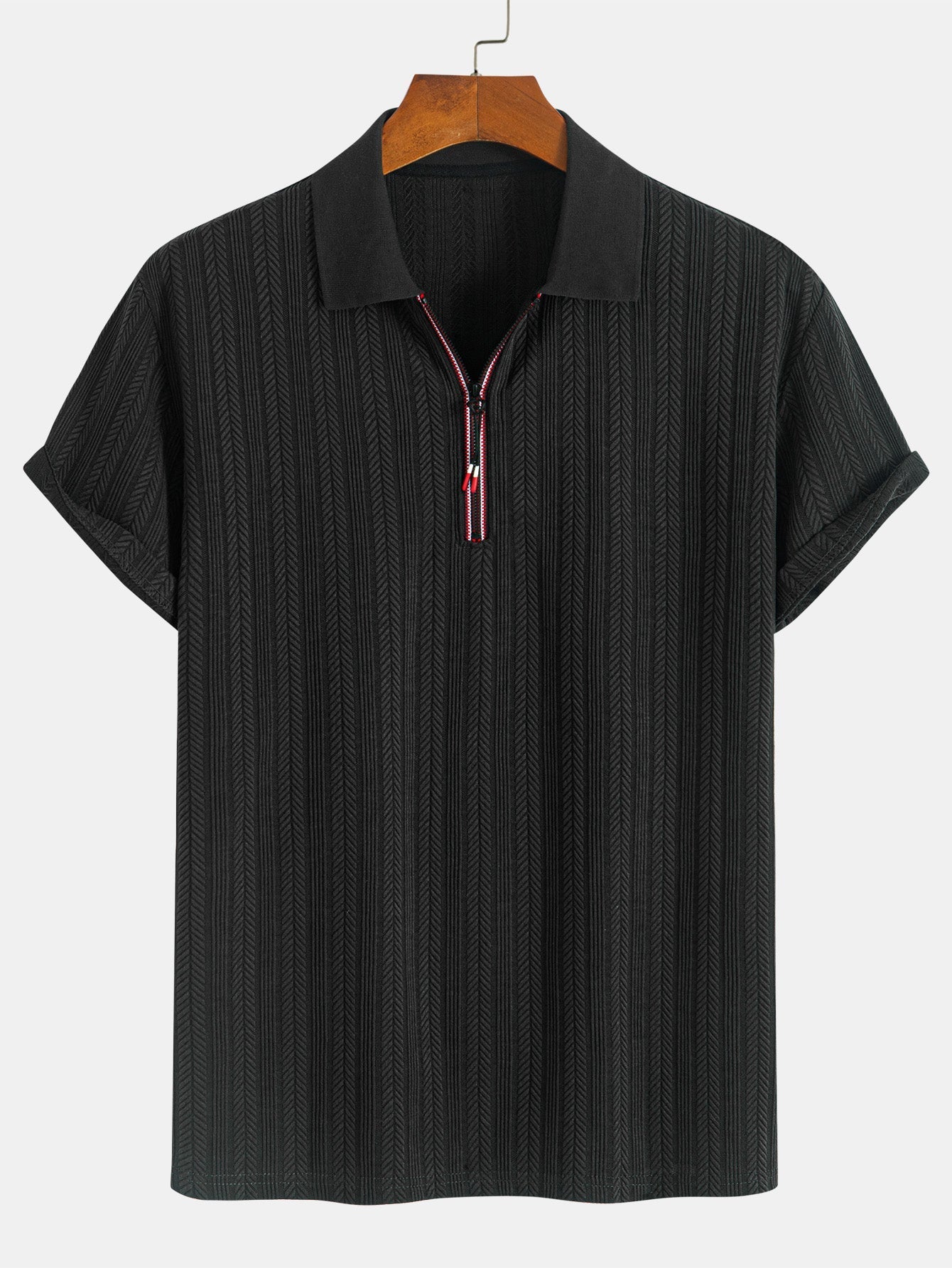 Textured Zip-Up Polo