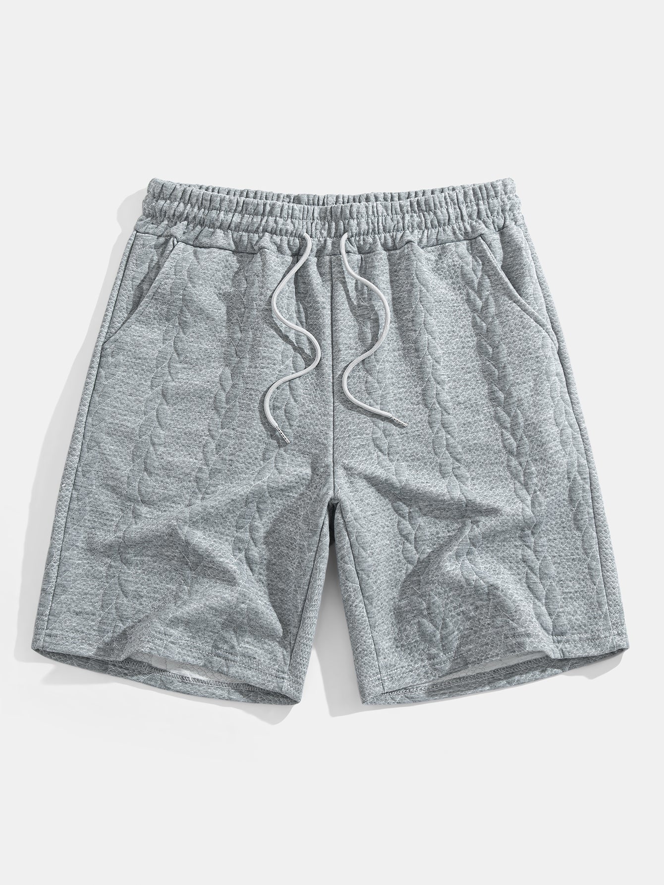 Comfortable Mid-Length Sleeve Twist Jacquard Tee & Shorts Set