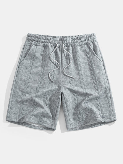 Comfortable Mid-Length Sleeve Twist Jacquard Tee & Shorts Set