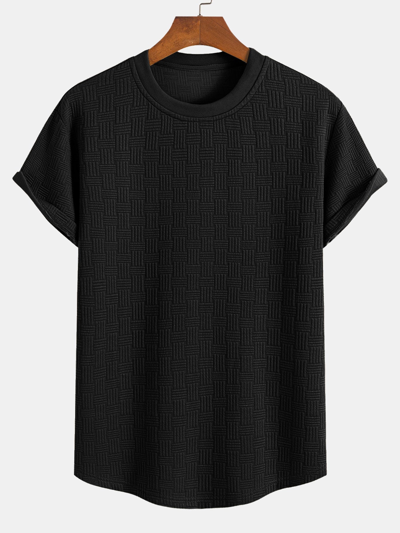 Striped Jacquard T-Shirt with Arc Hem