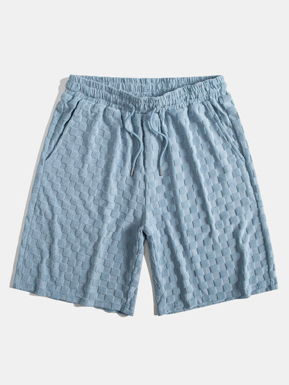Checkerboard Terry Cloth Shirt and Shorts Set