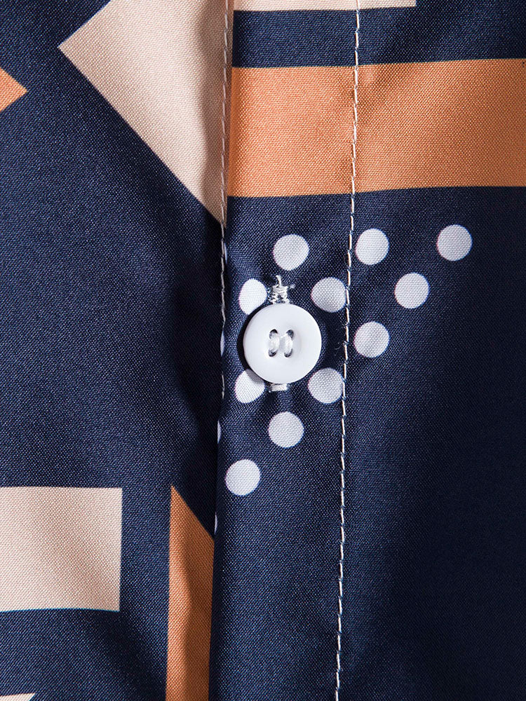 Geometric Pattern Shirt and Swim Shorts Set