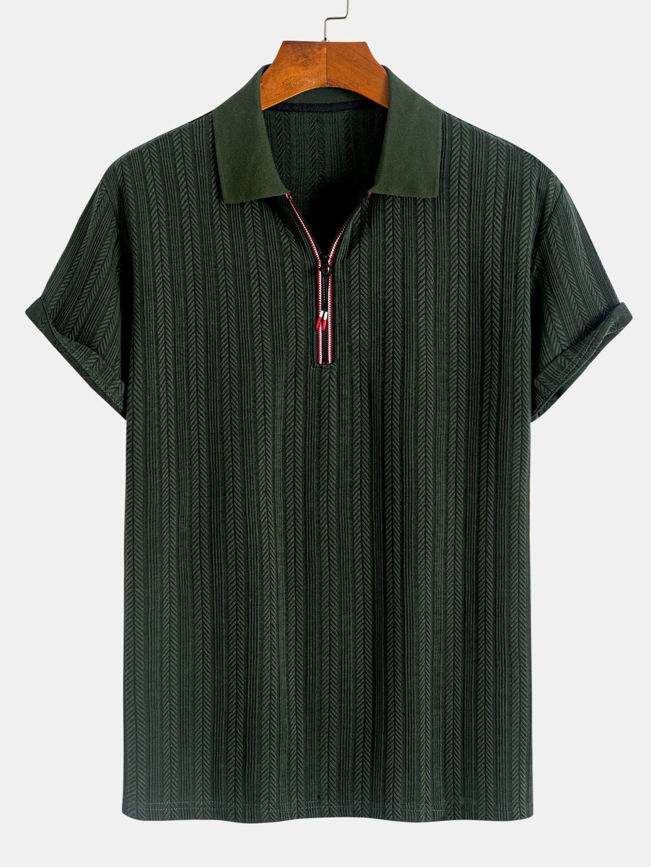 Textured Zip-Up Polo