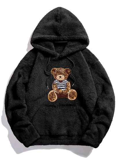 Teddy Hoodie with Bear Embroidery Patch