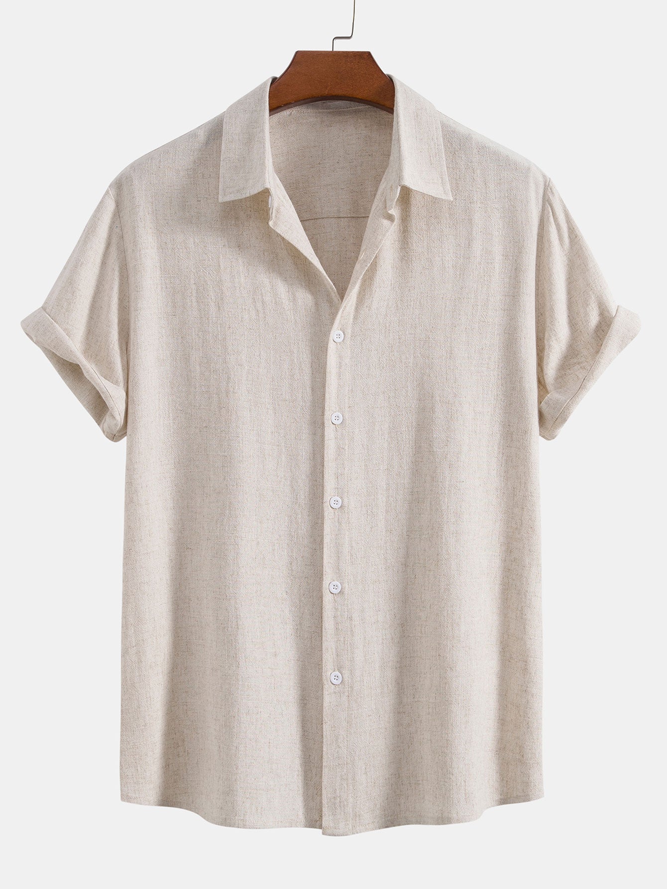 Linen-Rayon Blend Button-Up Shirt with Straight-Leg Linen Trousers