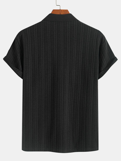 Textured Zip-Up Polo