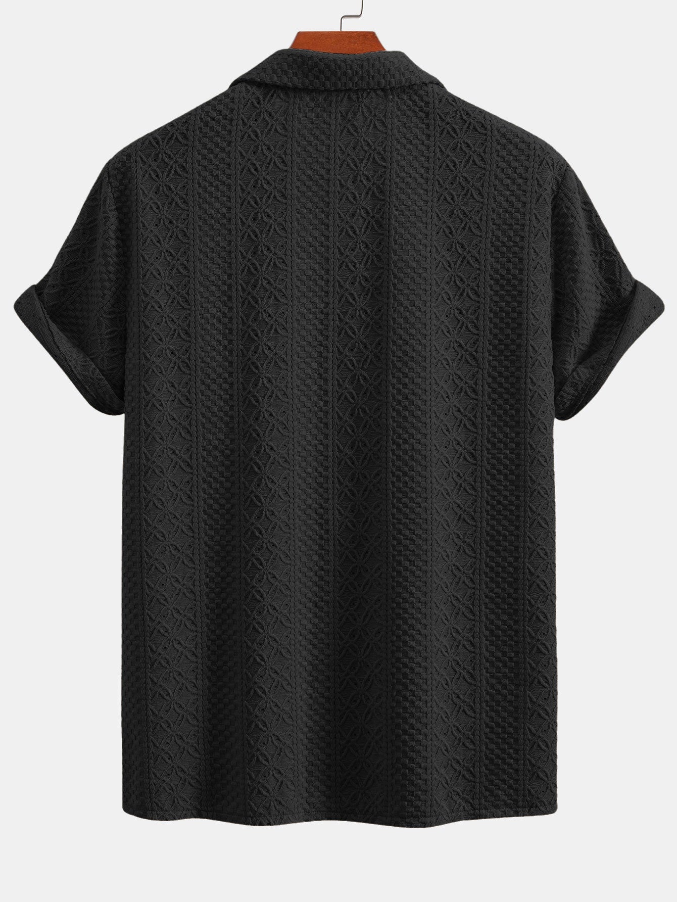 Floral Checkered Jacquard Cuban Shirt