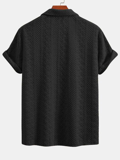 Floral Checkered Jacquard Cuban Shirt