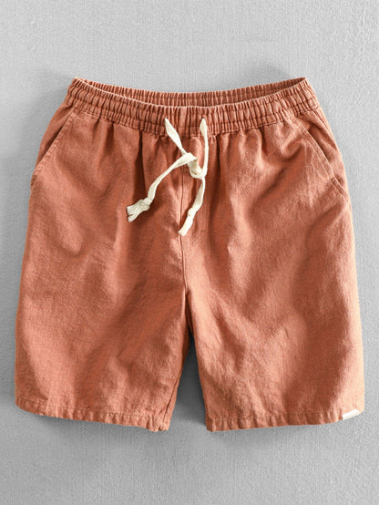 Drawstring Shorts in a Linen-Cotton Blend