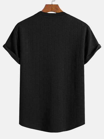 Striped Jacquard T-Shirt with Arc Hem