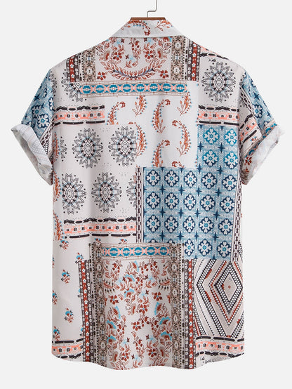 Button-Up Shirt with Scarf Print