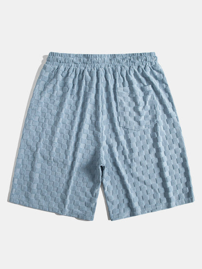 Checkerboard Terry Cloth Shirt and Shorts Set