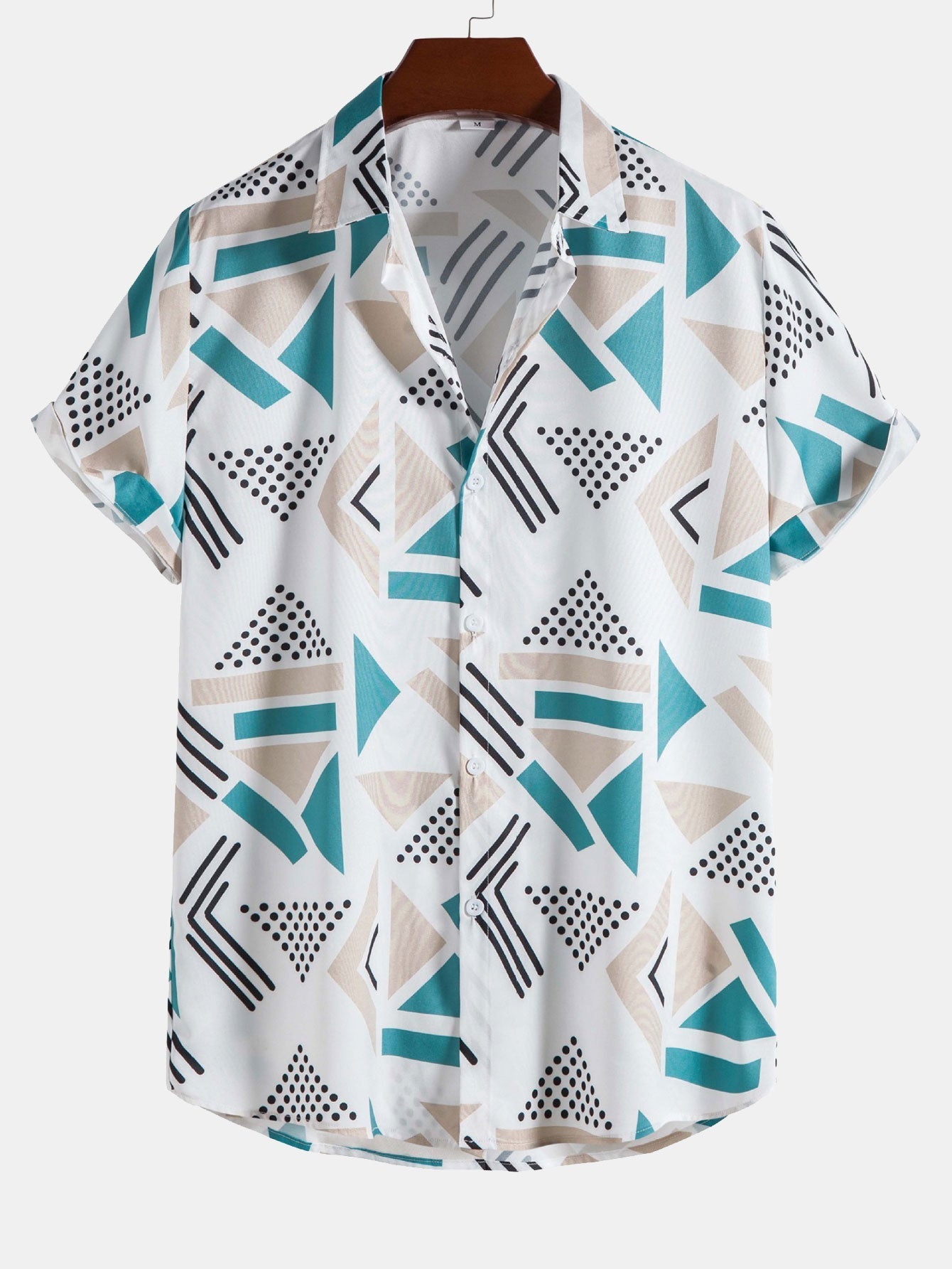 Geometric Pattern Shirt and Swim Shorts Set
