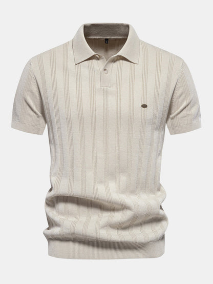 Striped Knit Polo Tee