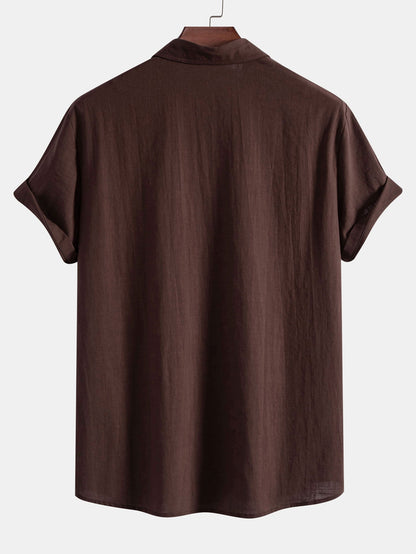 Geometric Patterned Linen-Style Shirt