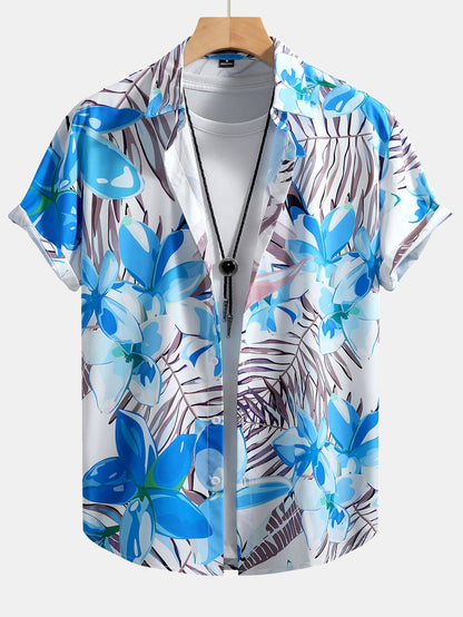 Floral Print Button-Up Shirt & Swim Shorts Set