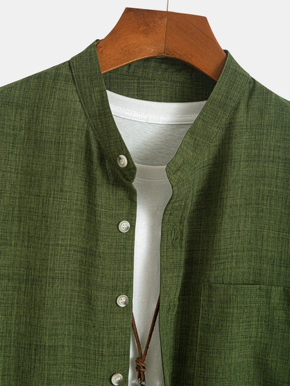 Long Sleeve Shirt with Stand Collar