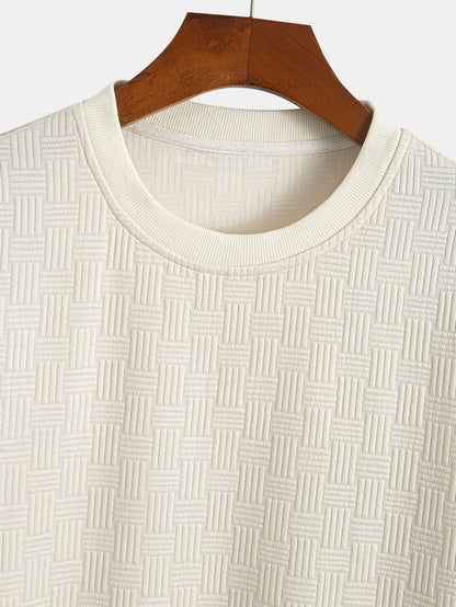 Striped Jacquard T-Shirt with Arc Hem