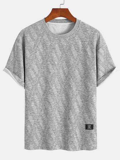 Comfortable Diamond Jacquard T-Shirt and Shorts Set