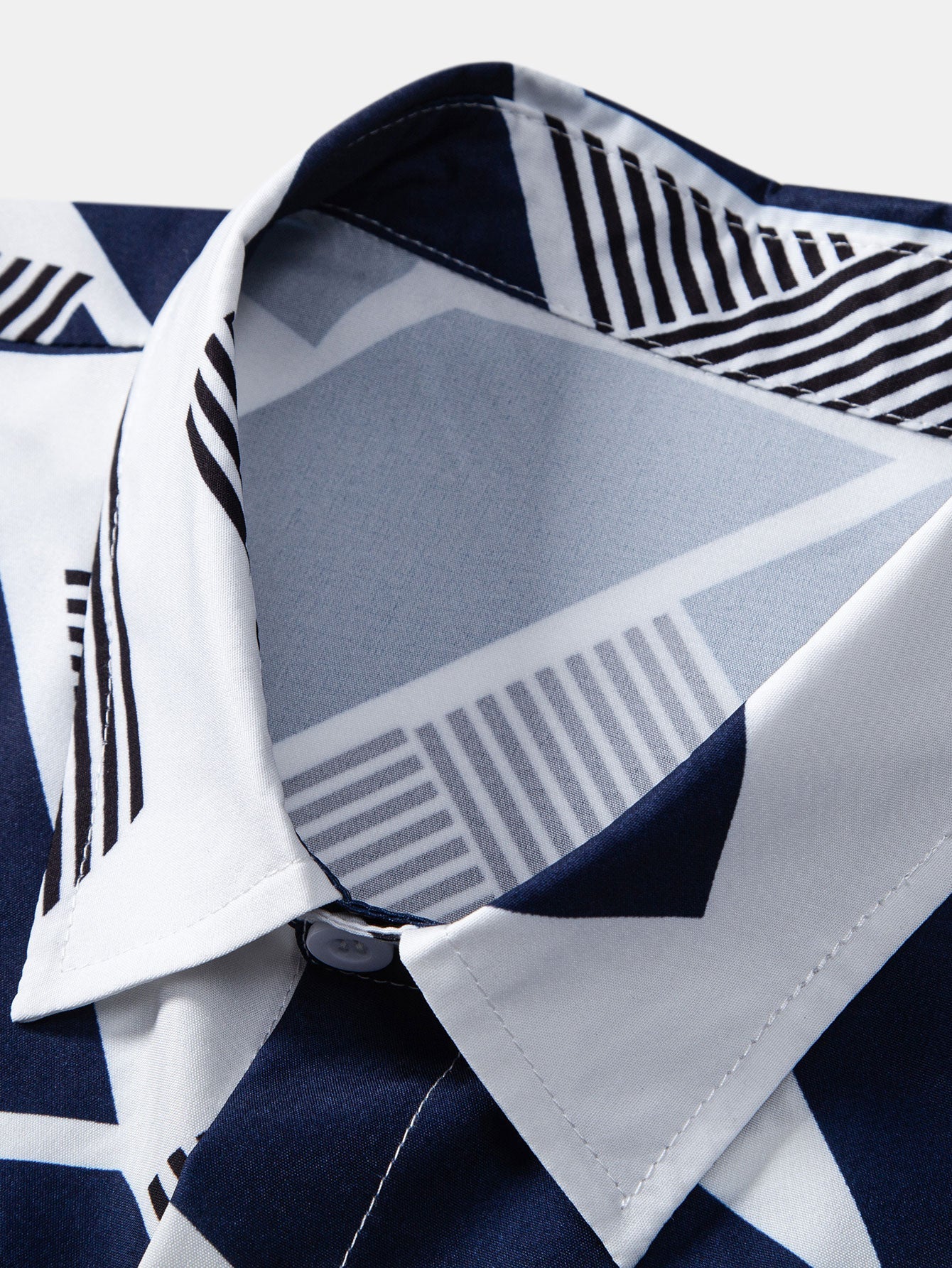 Color Block Geometric Print Button-Up Shirt with Matching Swim Shorts