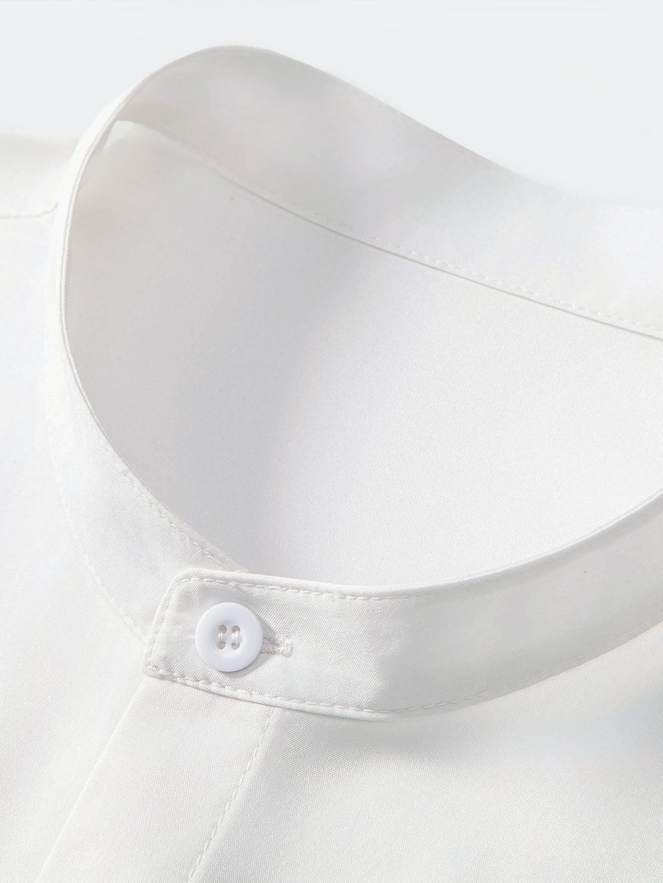 Stand Collar Shirt with Ink Landscape Artwork