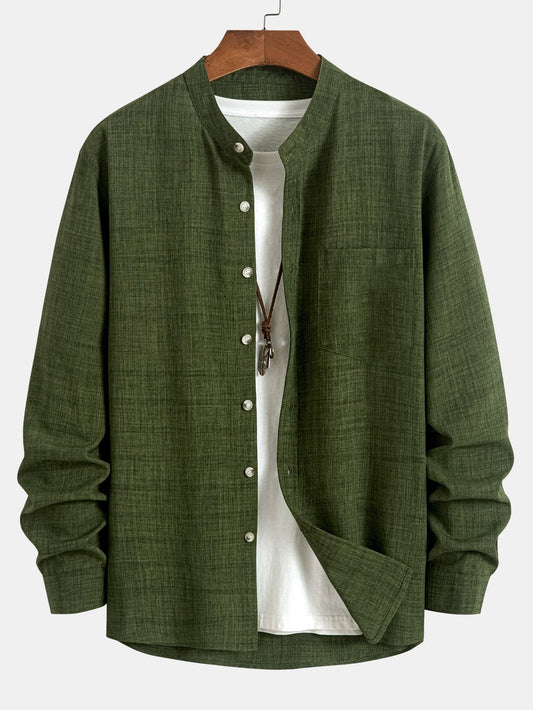 Long Sleeve Shirt with Stand Collar