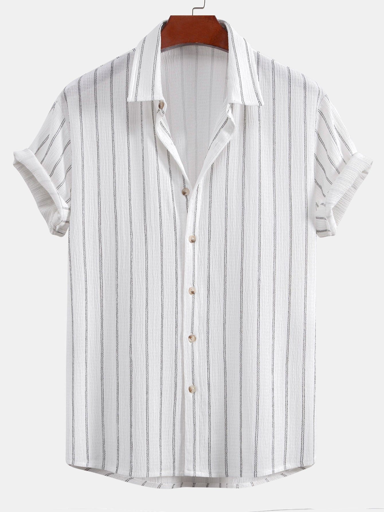 Striped Textured Button-Up Shirt
