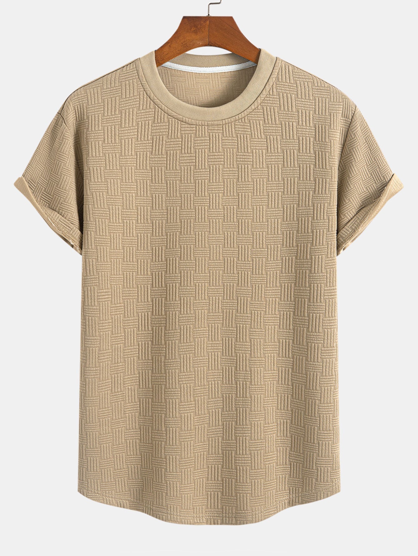 Striped Jacquard T-Shirt with Arc Hem