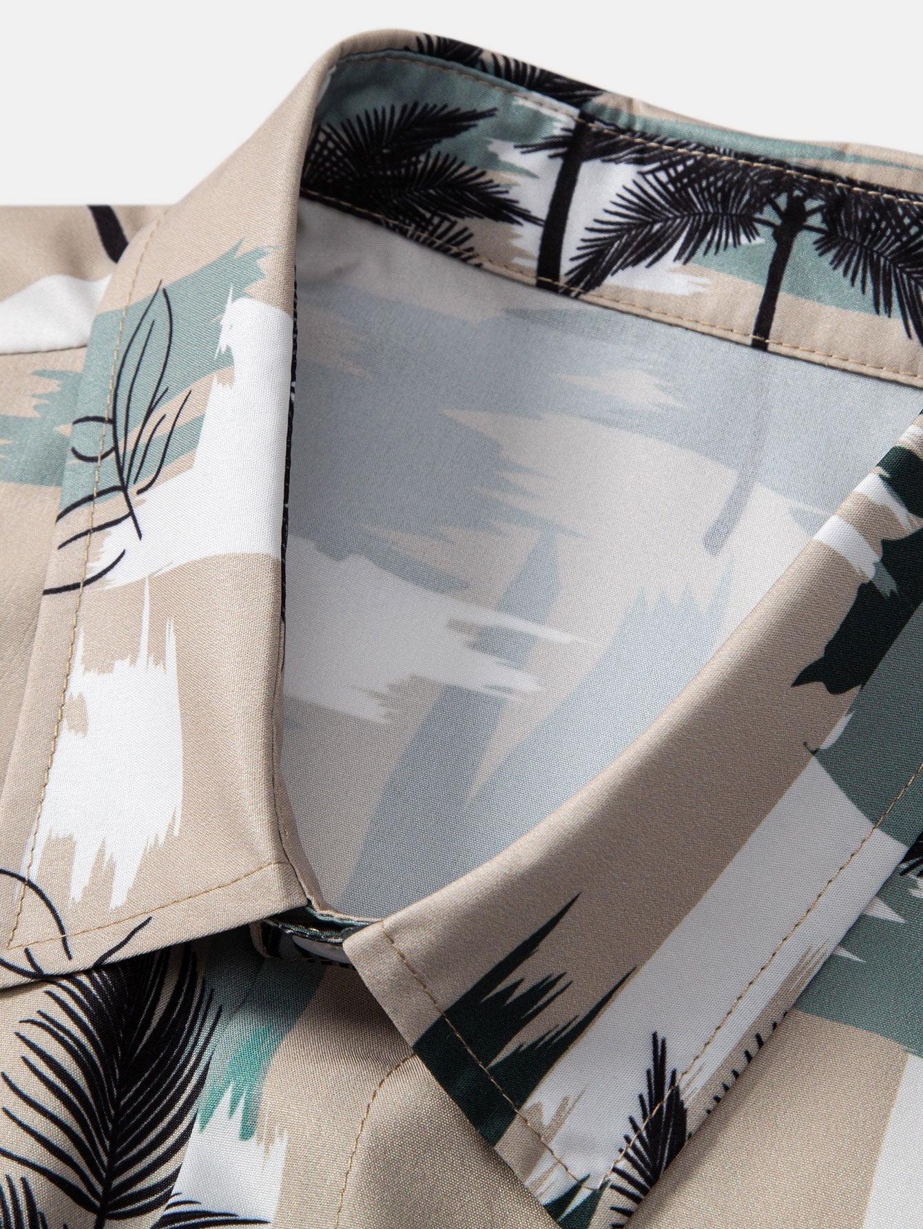 Color Block Palm Tree Print Button-Up Shirt with Matching Swim Shorts