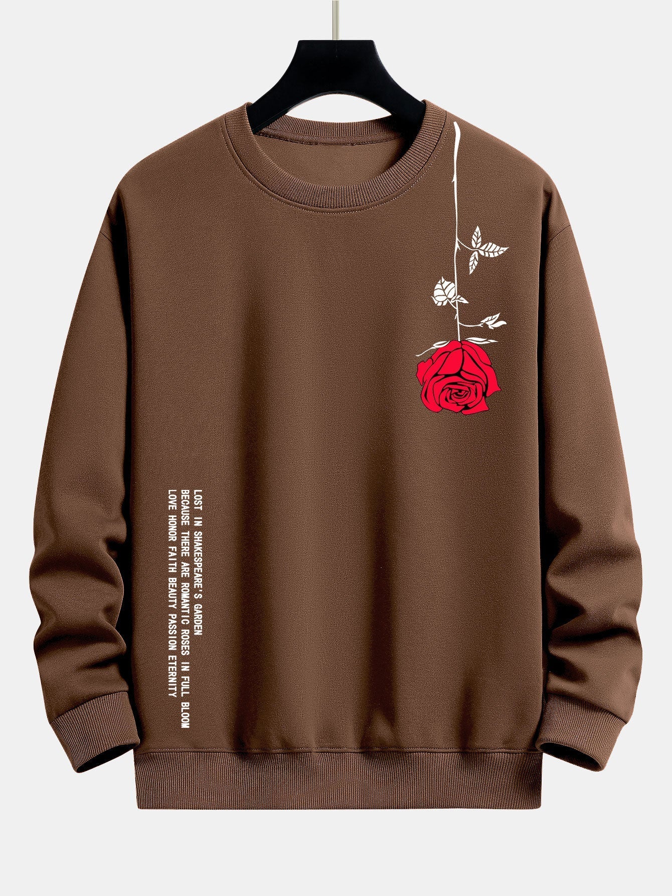 Relaxed Fit Sweatshirt with Slogan and Rose Print
