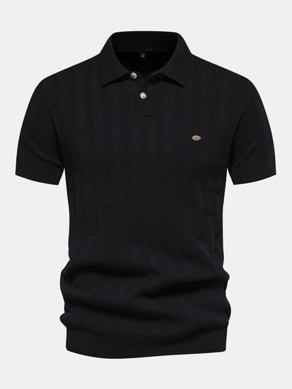 Striped Knit Polo Tee