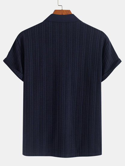 Textured Zip-Up Polo