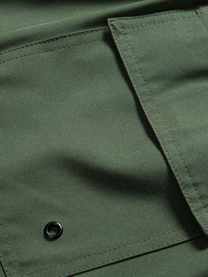 Color Block Palm Tree Print Button-Up Shirt with Matching Swim Shorts