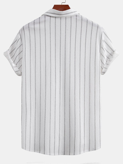 Striped Textured Button-Up Shirt